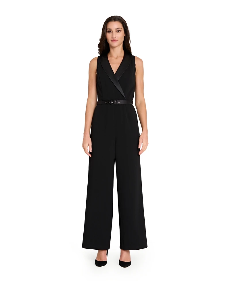 Tahari Asl Petite Halter Tuxedo Jumpsuit