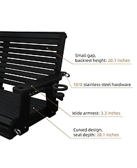 2-Seater 4 Ft Hdpe Porch Swing, for Outdoor Patio Garden Yard (Darknight Black)