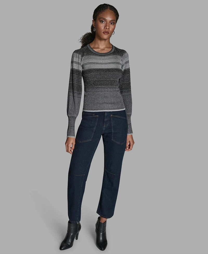 Bcbg Women's Wide Cuff Balloon-Sleeve Crewneck Sweater