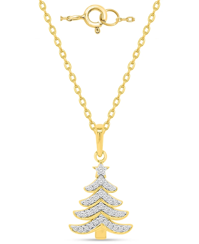 Macy's Diamond Pendant Necklace (1/8 ct. t.w.) in 14K Gold-Plated Sterling Silver and White Rhodium