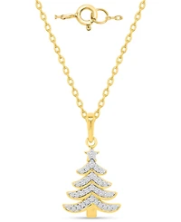 Macy's Diamond Pendant Necklace (1/8 ct. t.w.) in 14K Gold-Plated Sterling Silver and White Rhodium