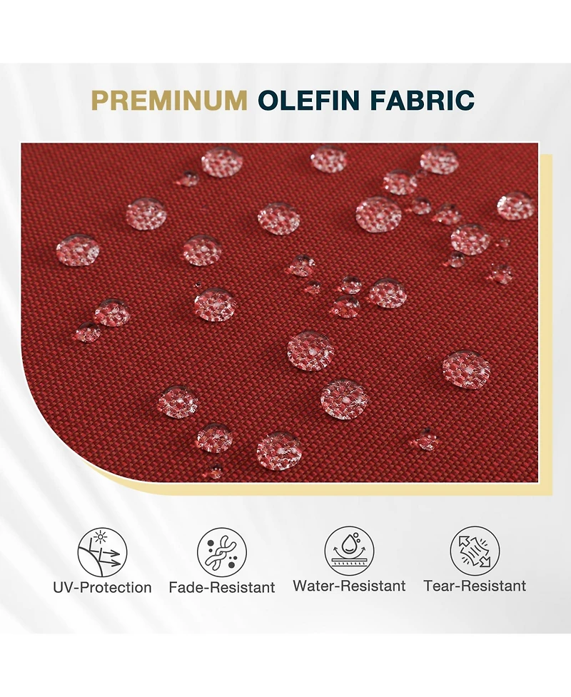 Aoodor Patio Bench Cushion Outdoor Olefin Fabric Slipcover Sponge Foam 46.5” x 17.7” x 3”- Red