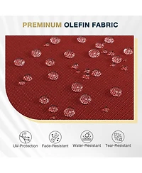 Aoodor Patio Bench Cushion Outdoor Olefin Fabric Slipcover Sponge Foam 46.5” x 17.7” x 3”- Red