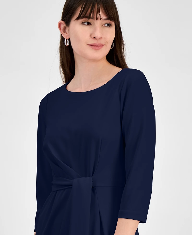Tahari Women's Tie-Waist 3/4-Sleeve Sheath Dress
