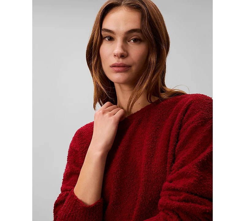 Calvin Klein Women's Cropped Plush Lounge Sweatshirt