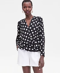 I.n.c. International Concepts Women's Printed Surplice High-Low Blouse, Macy's Exclusive