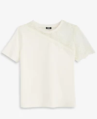 I.n.c. International Concepts Women's Lace-Shoulder T-Shirt, Macy's Exclusive