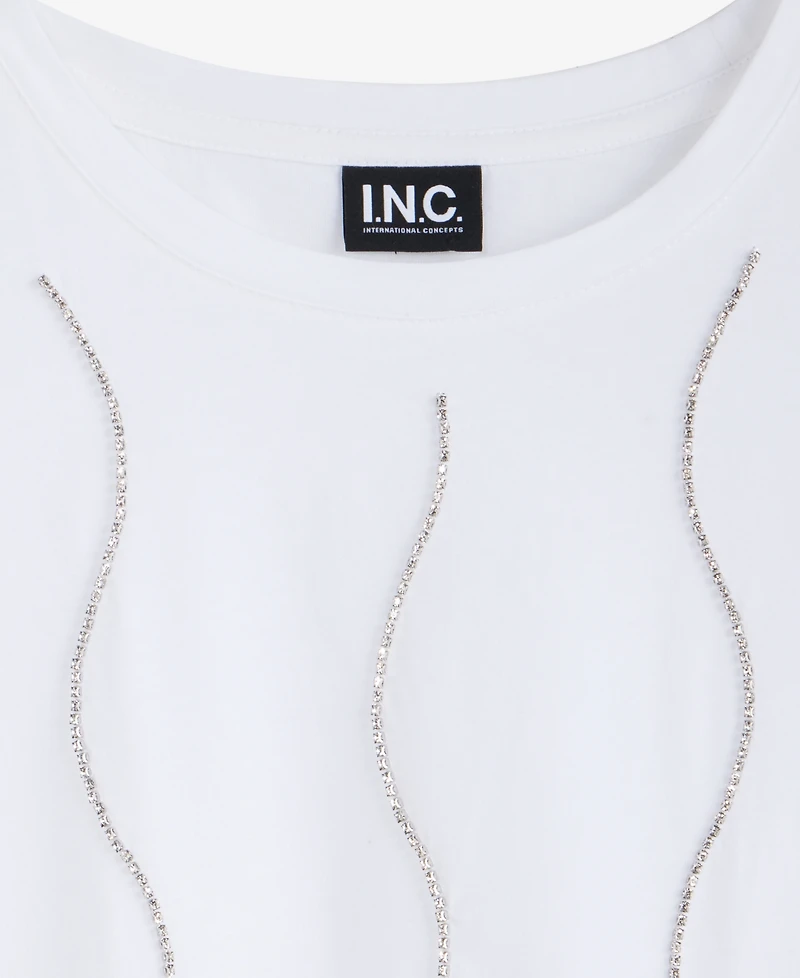 I.n.c. International Concepts Women's Embellished Tie-Front Tee, Macy's Exclusive