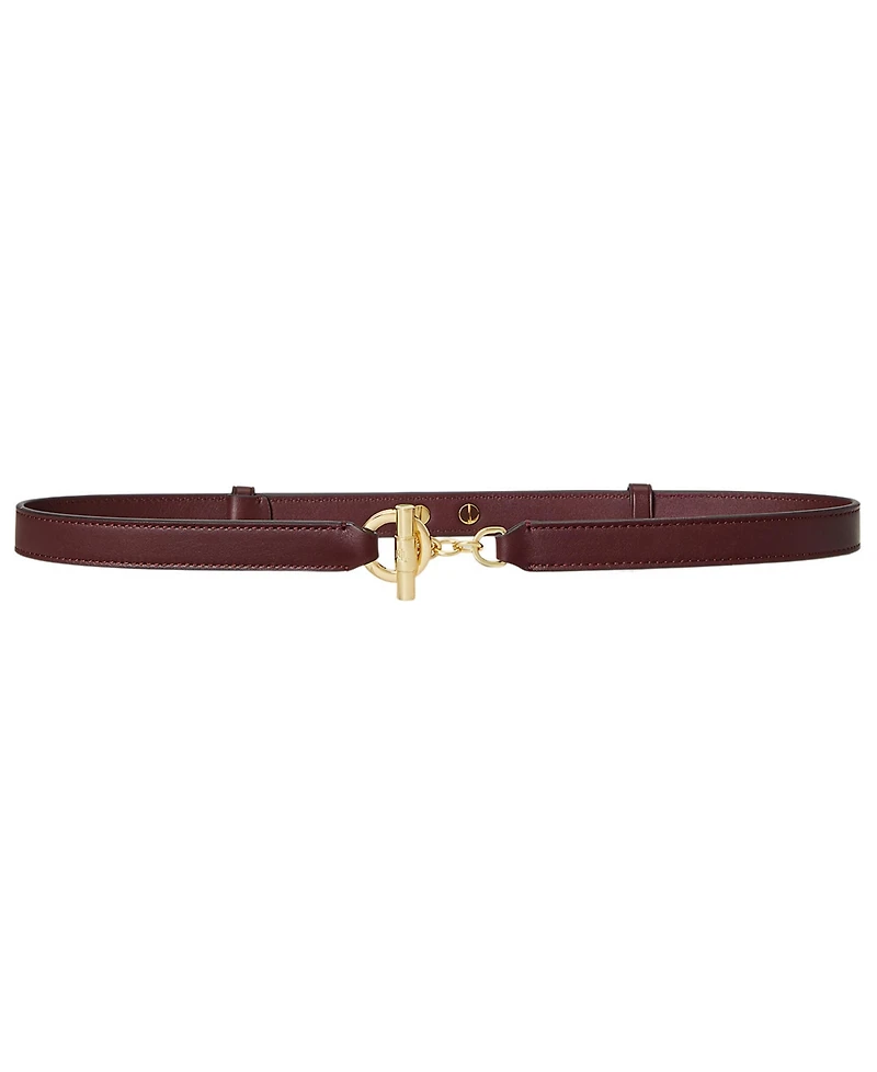 Lauren Ralph Women's Leather Toggle Skinny Belt