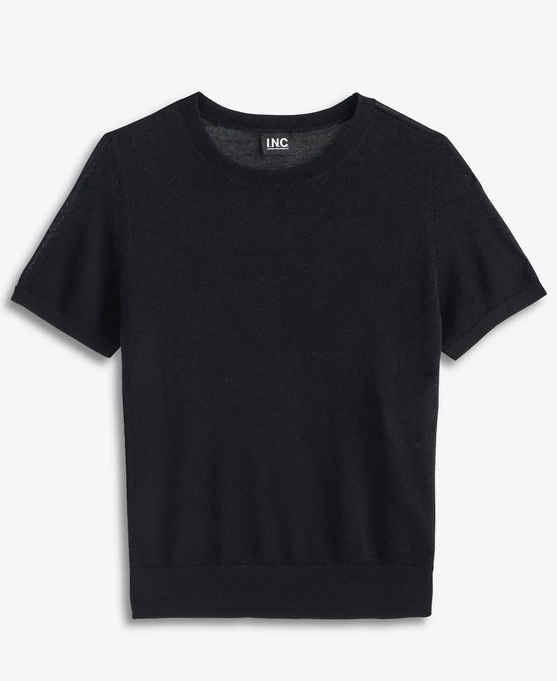 I.n.c. International Concepts Women's Lightweight Metallic-Knit Short-Sleeve Sweater, Macy's Exclusive