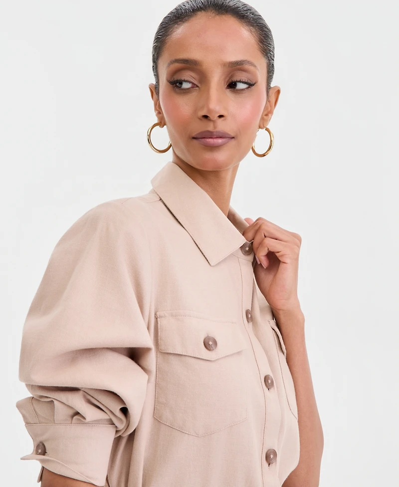 I.n.c. International Concepts Women's Long-Sleeve Belted Shirtdress, Macy's Exclusive