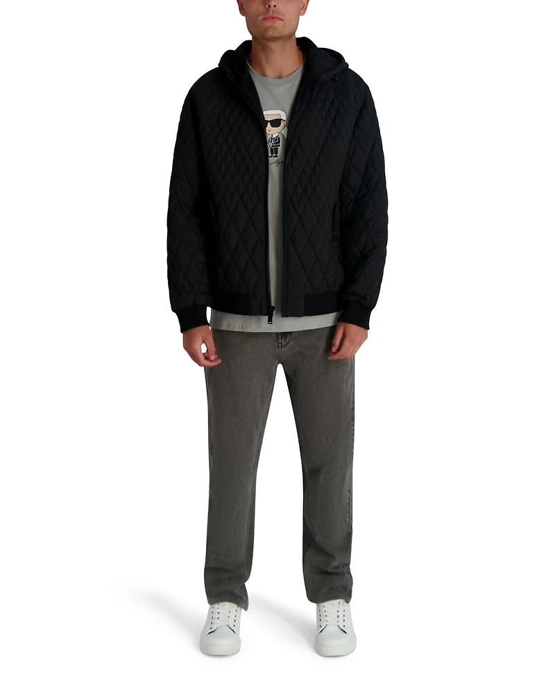 Karl Lagerfeld Paris Men's Diamond Quilted Bomber Jacket
