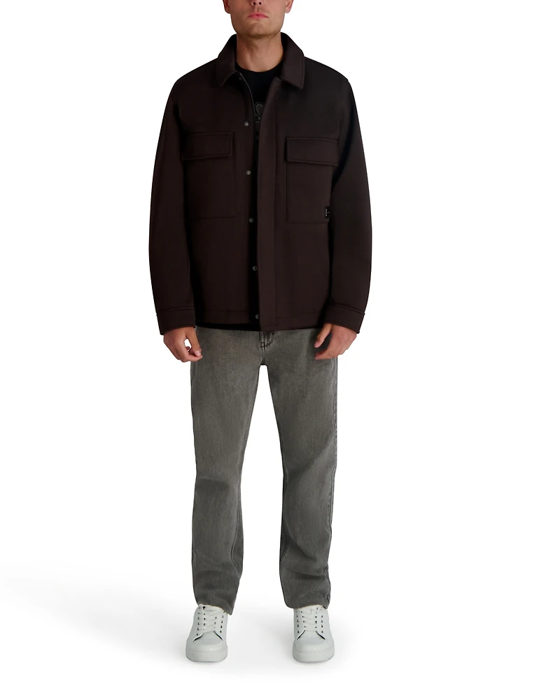 Karl Lagerfeld Paris Men's Twill Collared Shirt Jacket