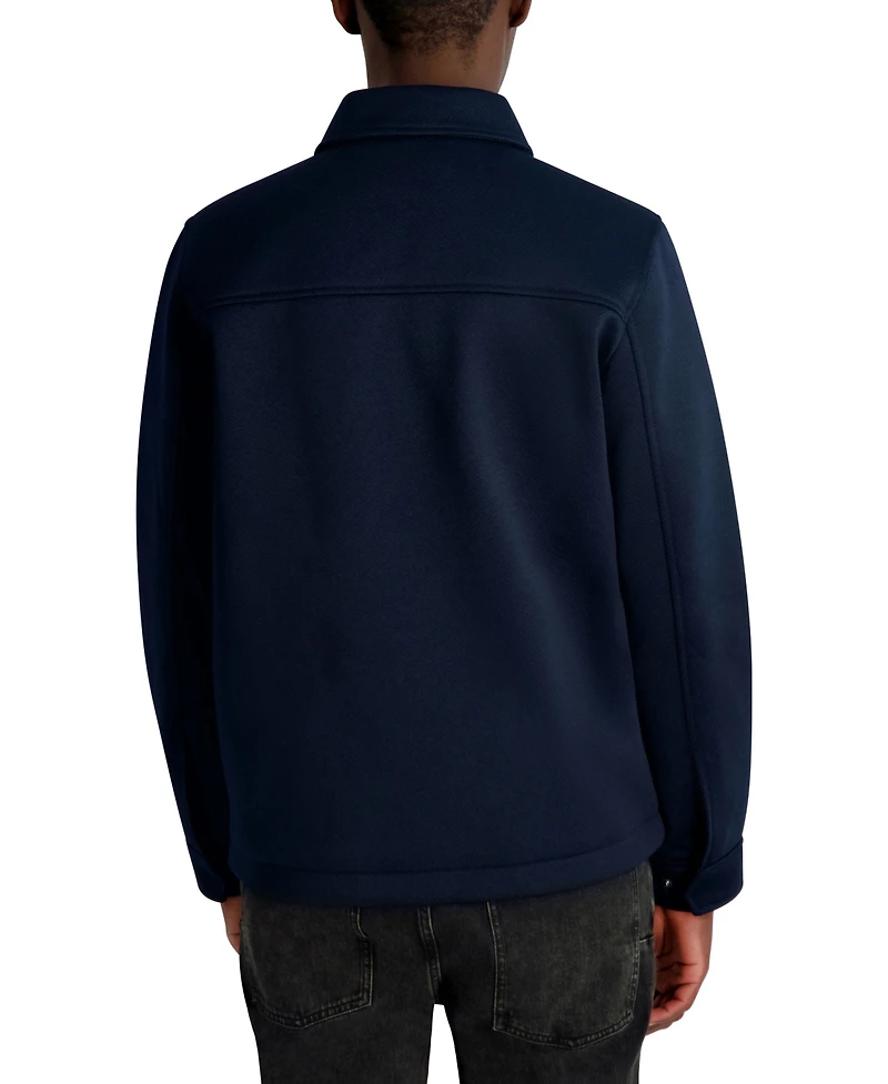 Karl Lagerfeld Paris Men's Twill Collared Shirt Jacket