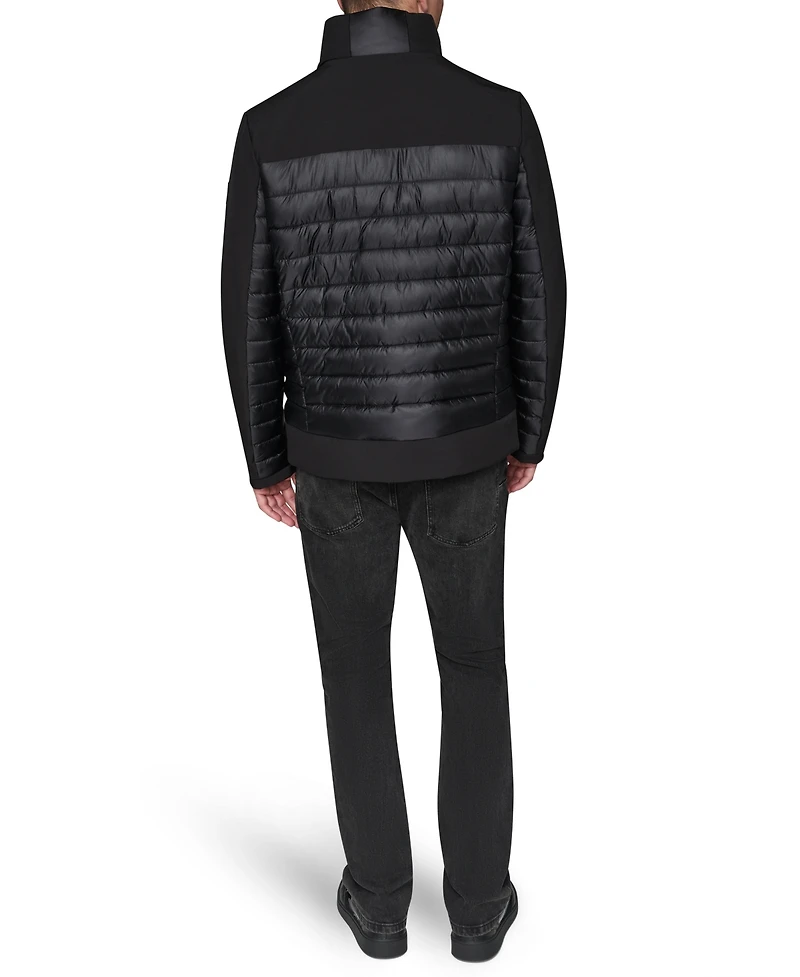 Karl Lagerfeld Paris Men's Mixed Media Quilted Jacket