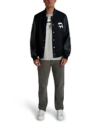 Karl Lagerfeld Paris Men's Flat Head Varsity Bomber Jacket