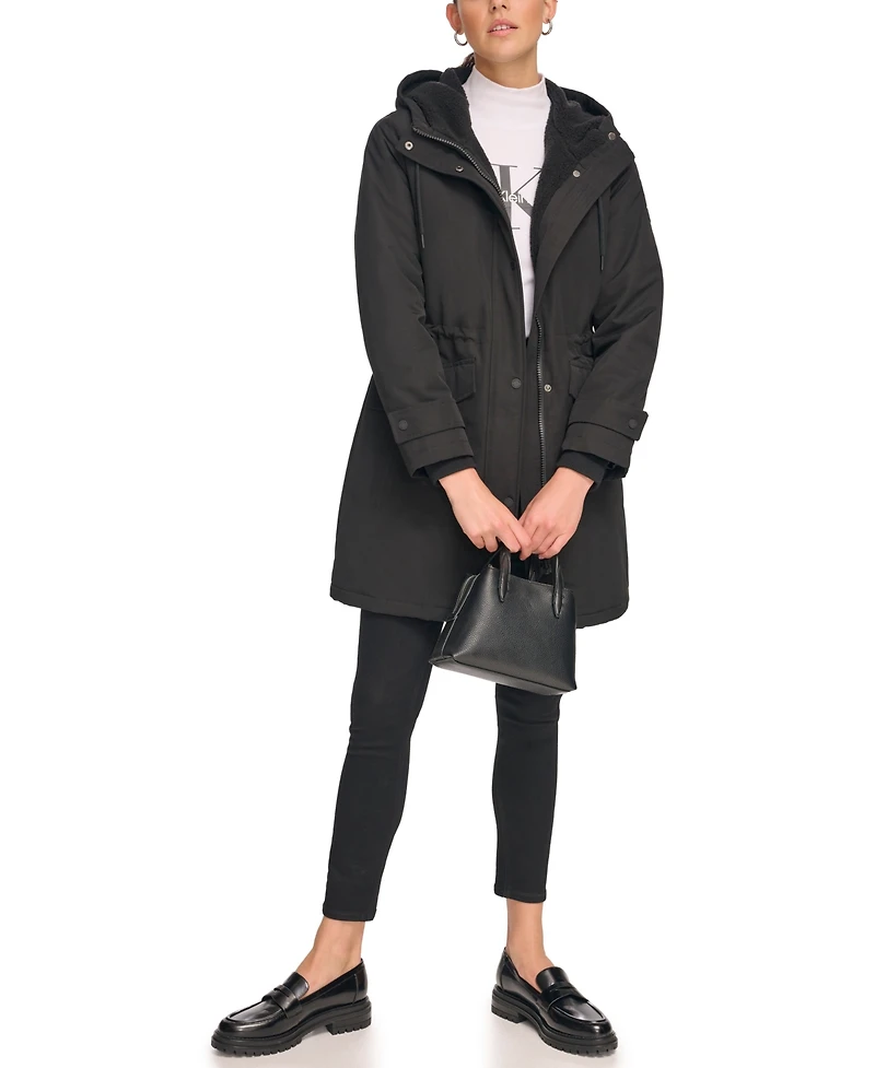 Calvin Klein Women's Stand Collar Hooded Coat