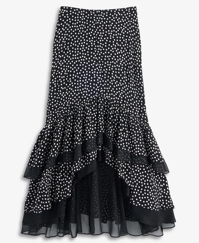 I.n.c. International Concepts Women's Chiffon Dot-Print High-Low Maxi Skirt, Macy's Exclusive - Lilia Dots
