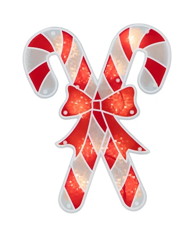 Northlight 12" Lighted Holographic Candy Cane Christmas Window Silhouette Decoration