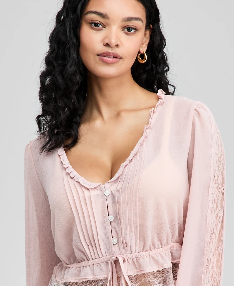And Now This Women's Textured Sheer Blouse, Macy's Exclusive