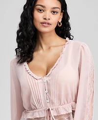 And Now This Women's Textured Sheer Blouse, Macy's Exclusive