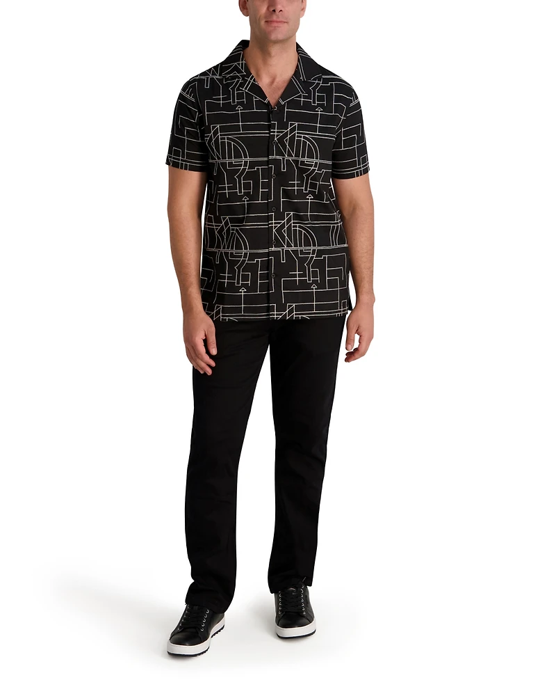 Karl Lagerfeld Paris Men's Camp Collar Woven Shirt