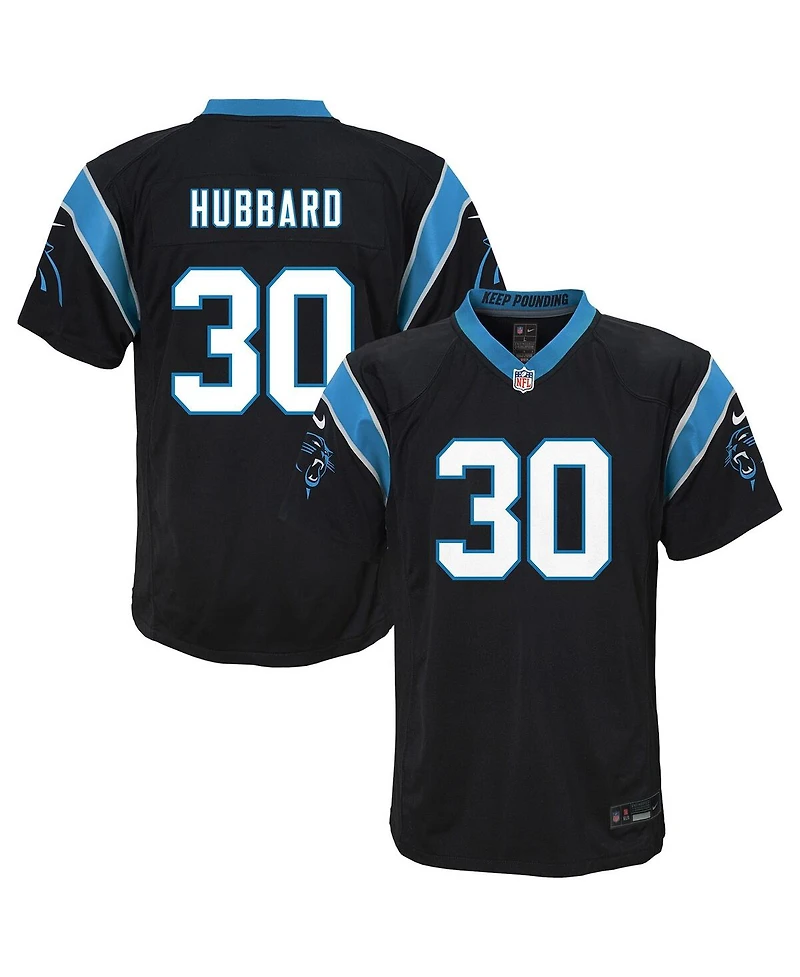 Nike Big Boys and Girls Chuba Hubbard Black Carolina Panthers Team Game Jersey