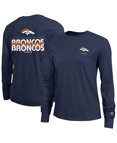 Champion Women's Navy Denver Broncos Core Long-Sleeve T-Shirt