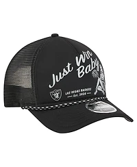 New Era Men's Black Las Vegas Raiders Gas Station 9FORTY A-Frame M-Crown Adjustable Trucker Hat