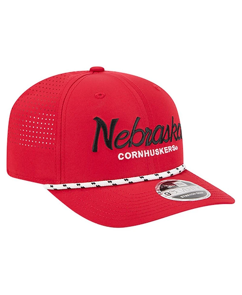 New Era Men's Scarlet Nebraska Huskers Script Performance Rope 9SEVENTY Adjustable Hat