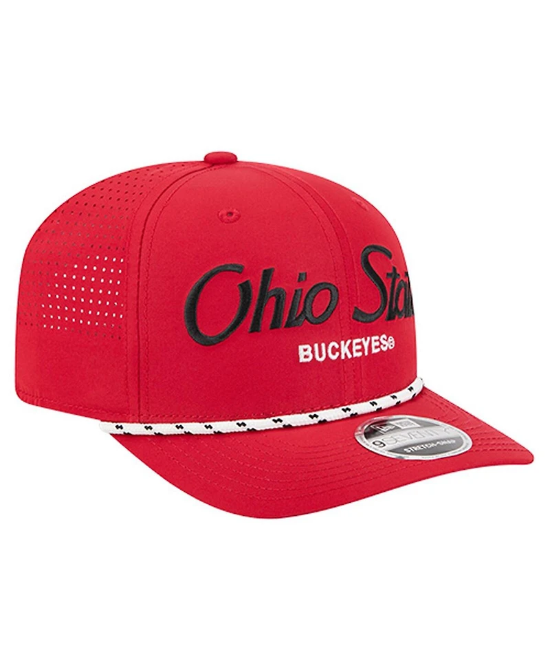 New Era Men's Scarlet Ohio State Buckeyes Script Performance Rope 9SEVENTY Adjustable Hat