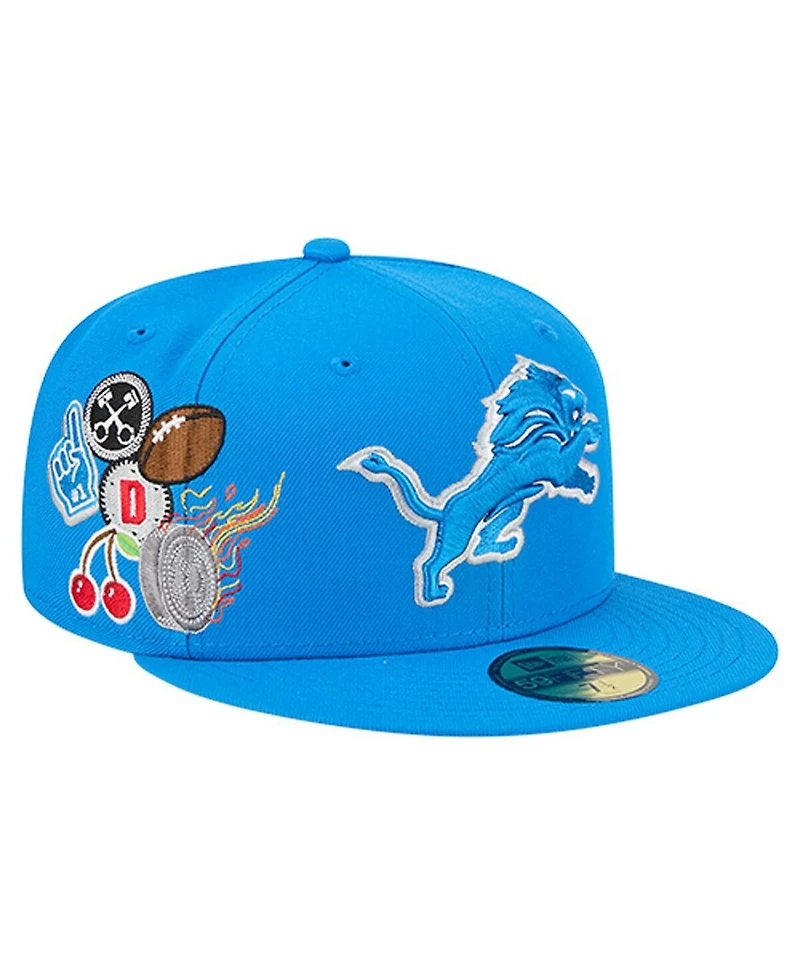 New Era Men's Blue Detroit Lions Group Chat 59FIFTY Fitted Hat