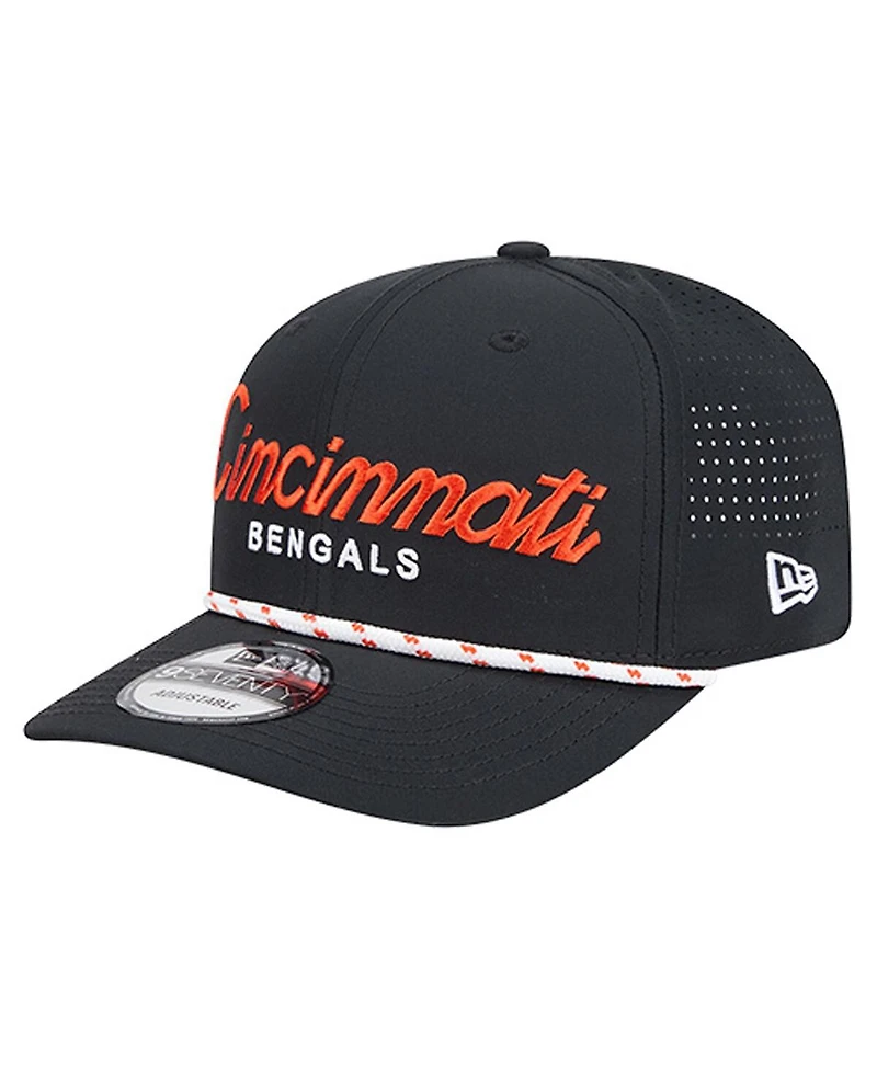 New Era Men's Black Cincinnati Bengals Script 9SEVENTY Adjustable Hat
