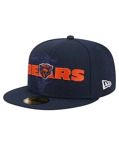 New Era Men's Navy Chicago Bears Overlap Wordmark 59FIFTY Fitted Hat