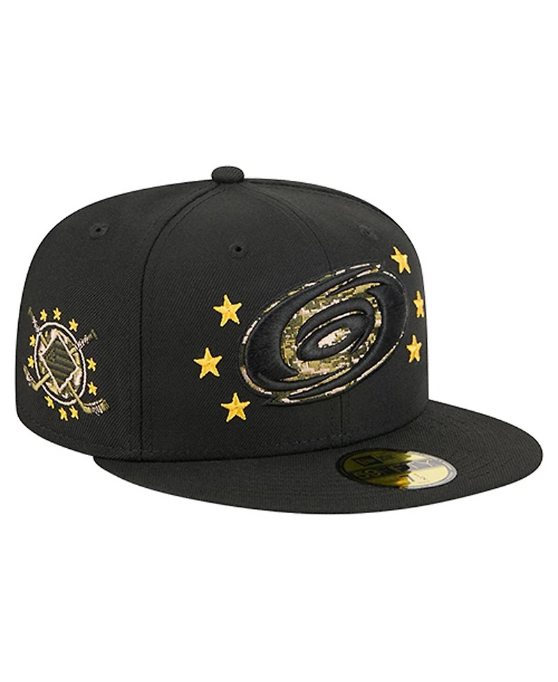 New Era Men's Black Carolina Hurricanes Military Appreciation Digital Camo Stars 59FIFTY Fitted Hat
