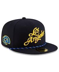 New Era Men's Midnight Blue Los Angeles Rams 2025 Rivalries Collection Sideline Rope 59FIFTY Fitted Hat