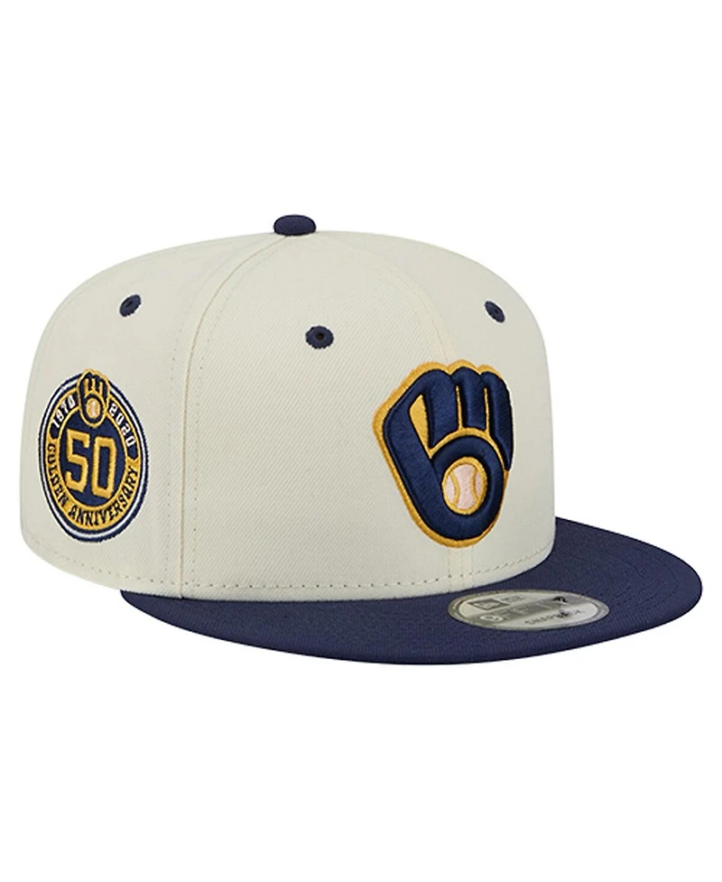New Era Men's Cream Milwaukee Brewers Mascot Pin 9FIFTY Snapback Hat