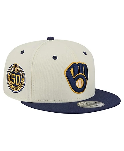 New Era Men's Cream Milwaukee Brewers Mascot Pin 9FIFTY Snapback Hat