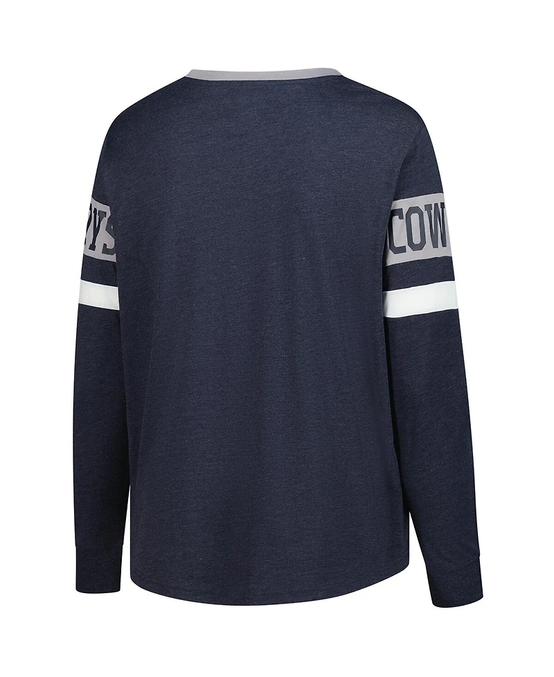 New Era Women's Navy Dallas Cowboys Plus Throwback Lace-Up Long Sleeve T-Shirt