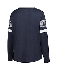 New Era Women's Navy Dallas Cowboys Plus Throwback Lace-Up Long Sleeve T-Shirt