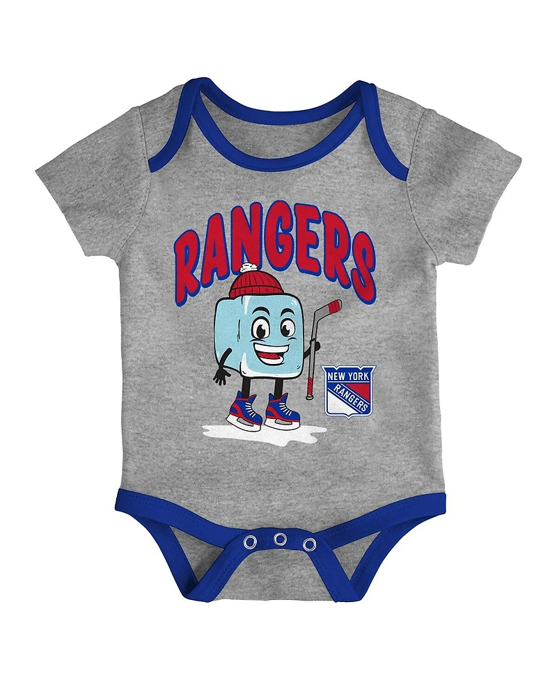 Outerstuff Baby Boys and Girls 3-Piece New York Rangers Triple Header Bodysuit Set
