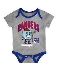 Outerstuff Baby Boys and Girls 3-Piece New York Rangers Triple Header Bodysuit Set