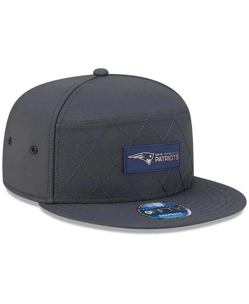 New Era Men's Charcoal New England Patriots 2025 Sideline Cold Weather Split Panel 9FIFTY Snapback Hat