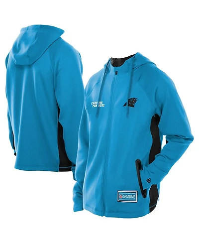 New Era Men's Blue Carolina Panthers Combine Authentic Raglan Scuba Full-Zip Hoodie