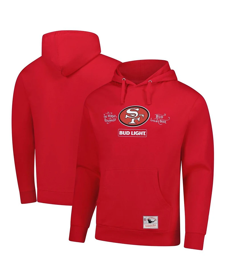 Mitchell & Ness Men's Scarlet San Francisco 49ers Nfl x Bud Light Vintage Pullover Hoodie
