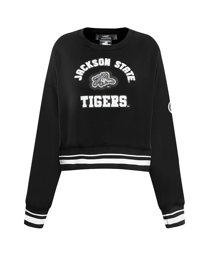 Pro Standard Women's Black Jackson State Tigers Cropped Pullover Sweatshirt