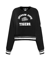 Pro Standard Women's Black Jackson State Tigers Cropped Pullover Sweatshirt