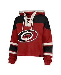 '47 Brand Women's Sebastian Aho Red Carolina Hurricanes Superior Lacer Cropped Pullover Hoodie