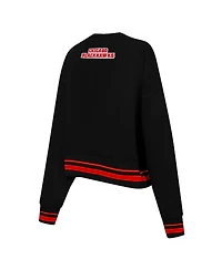 Pro Standard Women's Black Chicago Blackhawks Area Code Cropped Pullover Sweatshirt