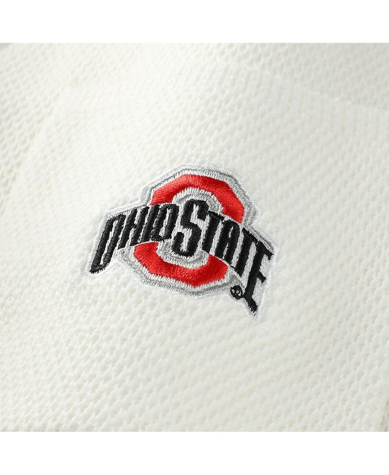 ZooZatz Women's Cream Ohio State Buckeyes Striped Knit Button-Up Cardigan